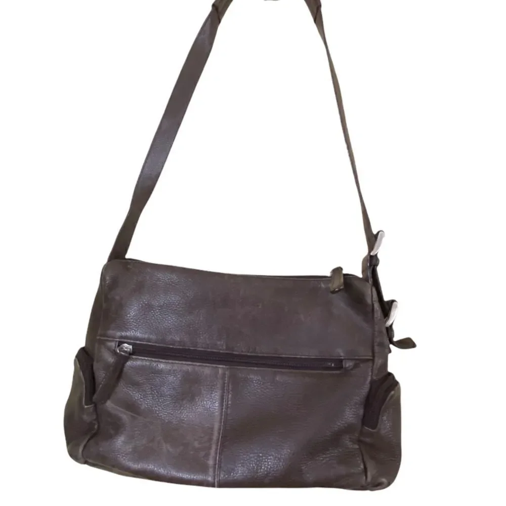 Vintage Stone Mountain Brown Leather Shoulder Bag